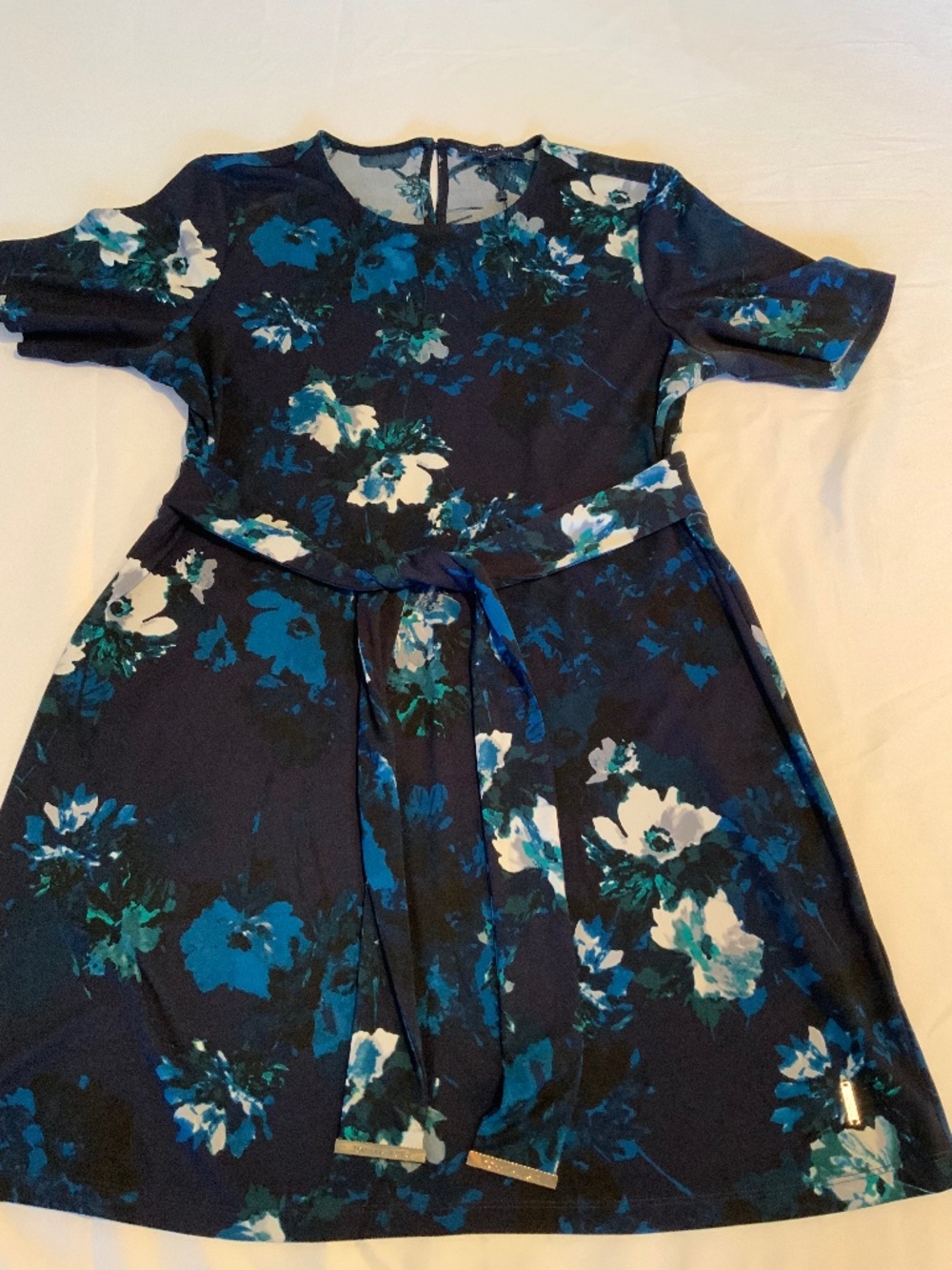 Tommy Hilfiger Blue Floral Belted Sheath Dress | Size XL